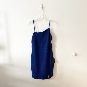 Lulus blue asymmetrical bodycon mini dress